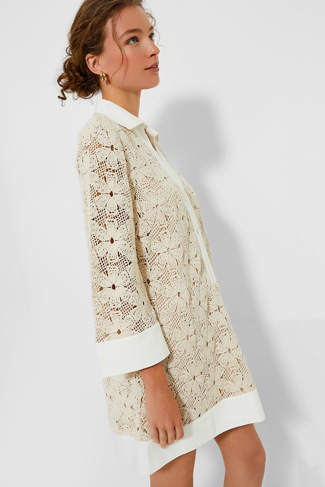 tuckernuck knit geo dress Tuckernuck Tan Crochet Collier Dress Tan Crochet / XXXL
