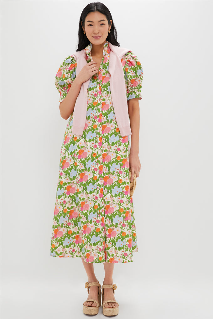 Multi Green Begonia Floral Louisa Maxi Dress | Hyacinth House
