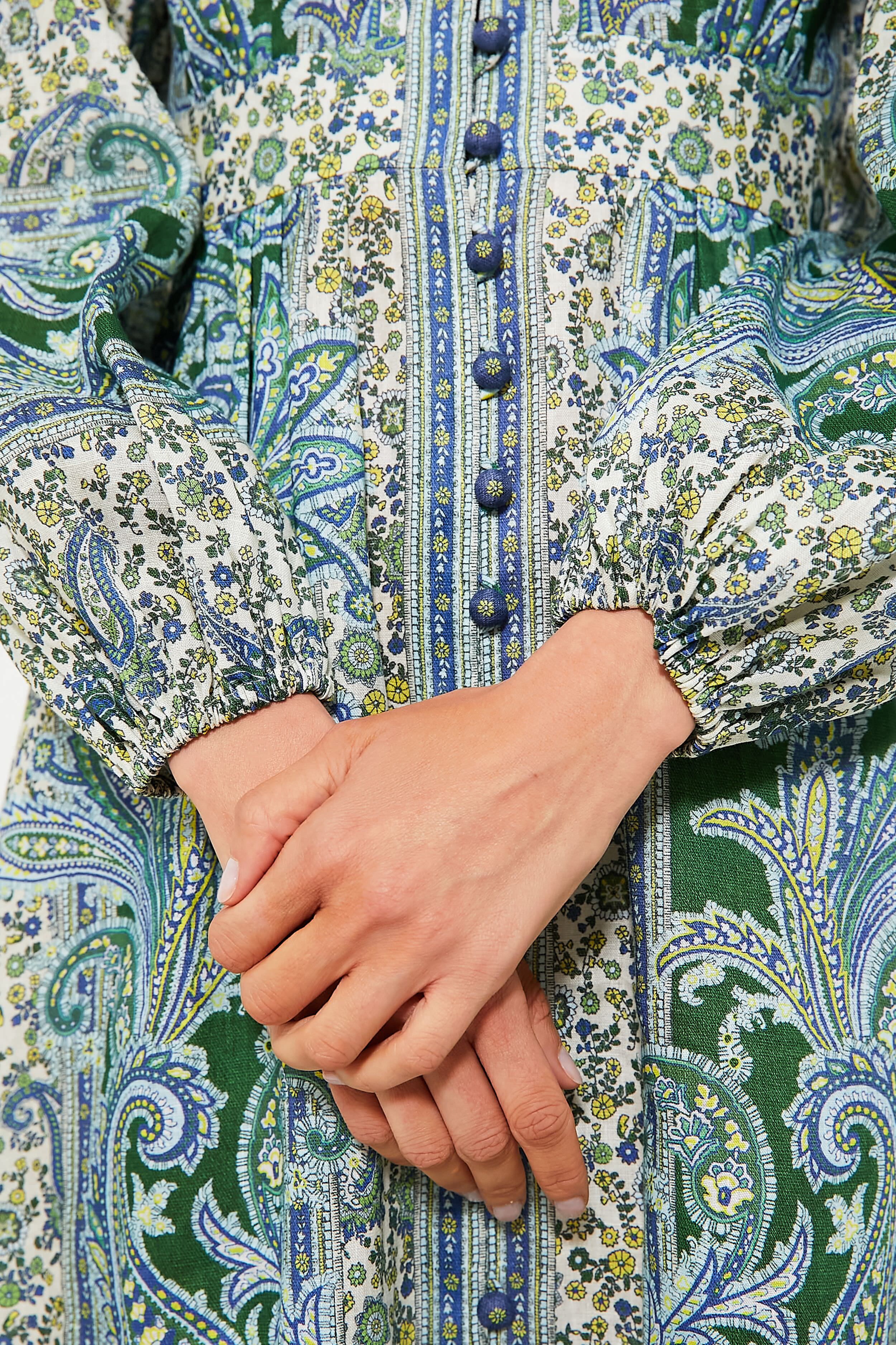 Green Paisley Ottie Plunge Midi Dress | Zimmermann