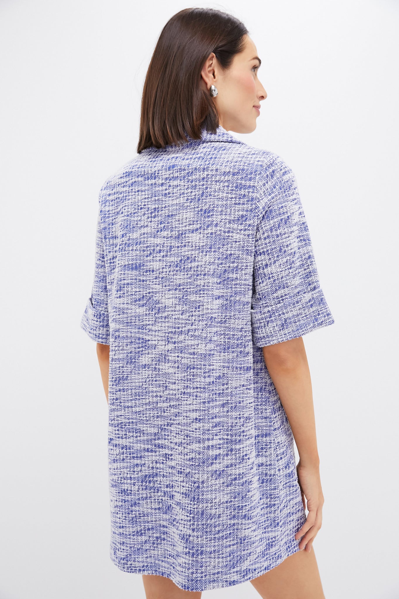 Heathered Blue Tweed Claire Dress