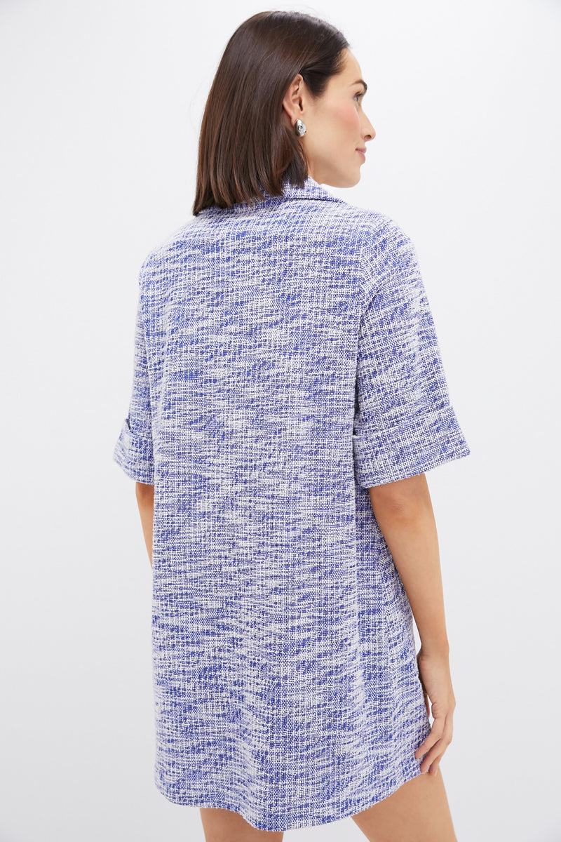 Heathered Blue Tweed Claire Dress