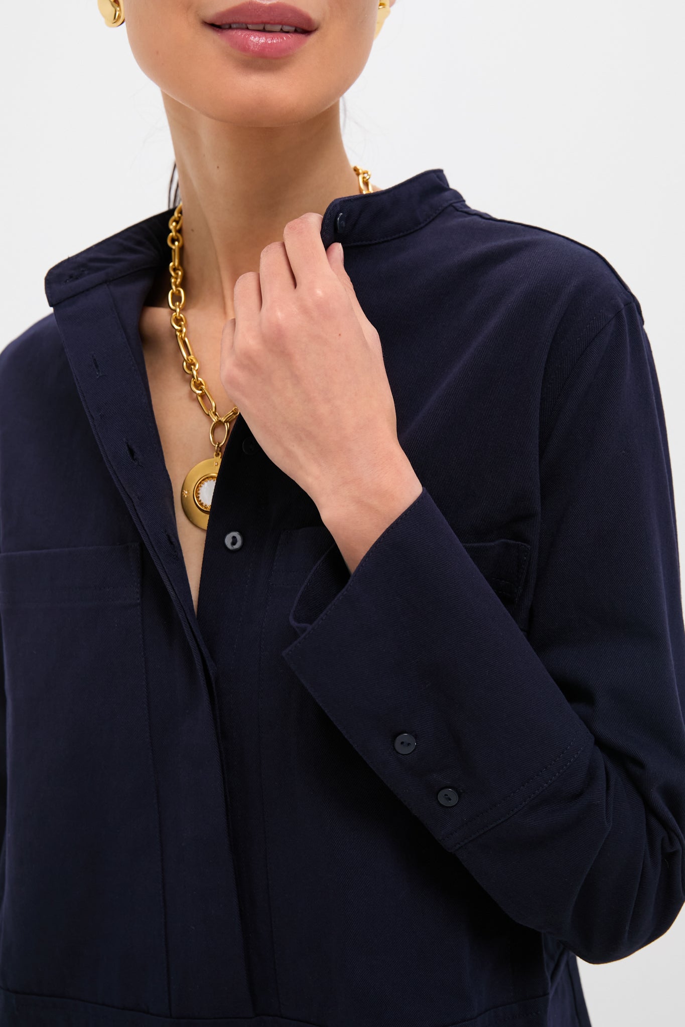 Navy Twill Denim Rohan Shirt Dress