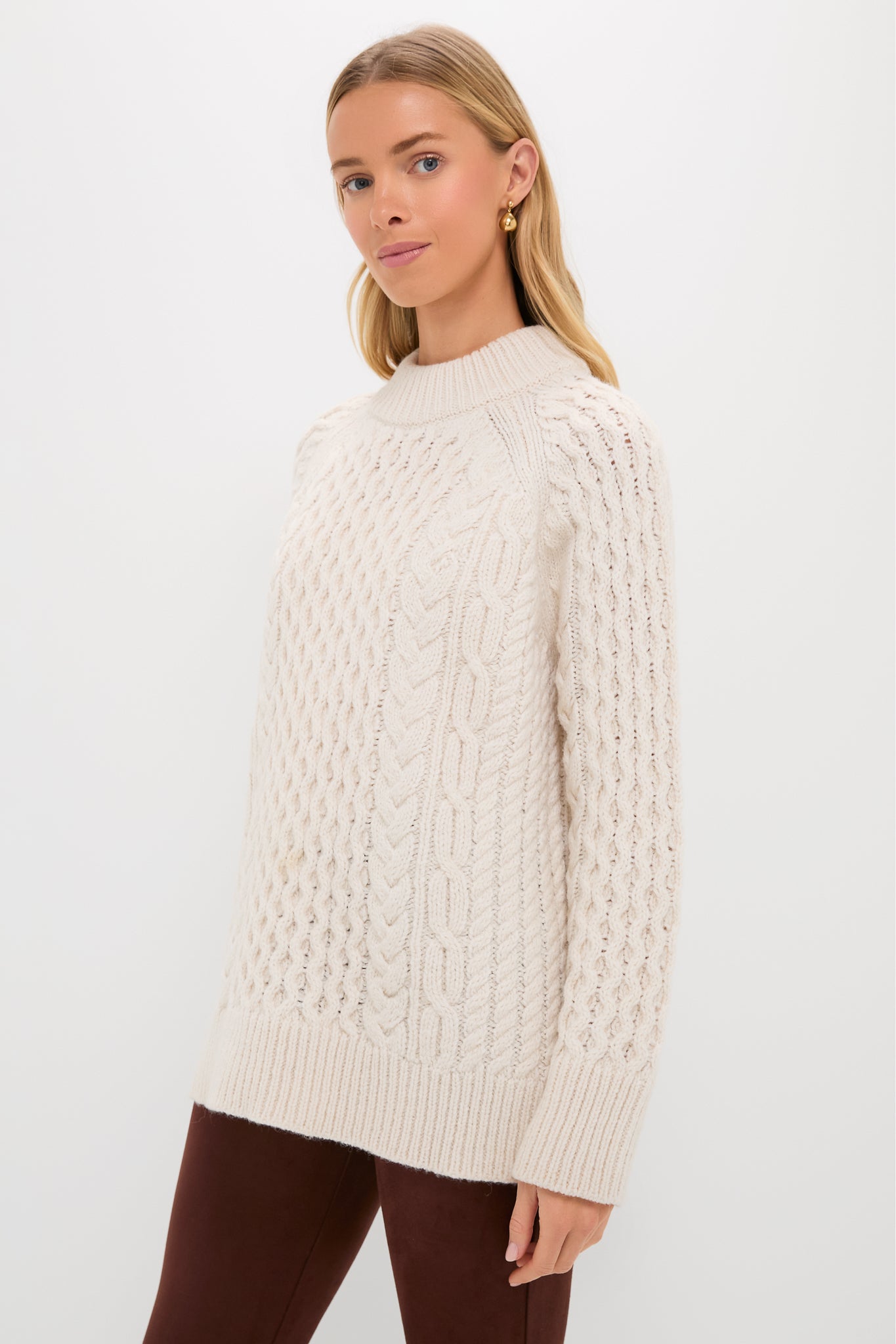 Ivory Galway Fisherman Sweater