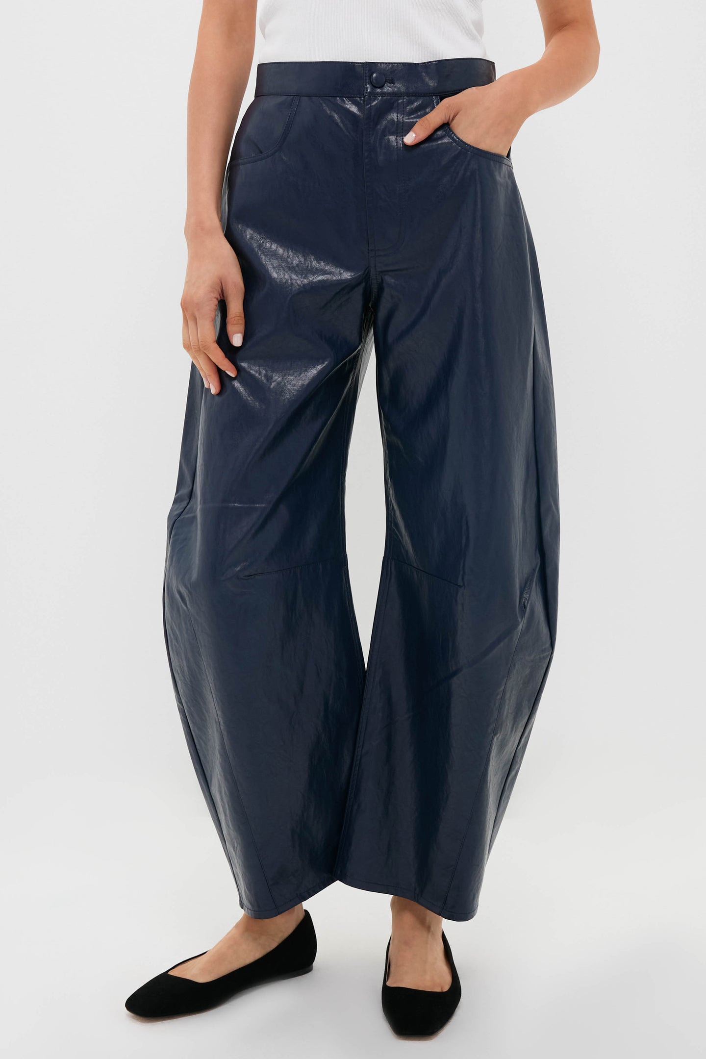 Dark Navy Faux Leather Mabel Pant