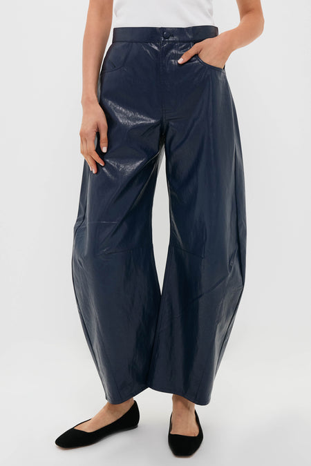 Dark Navy Faux Leather Mabel Pant