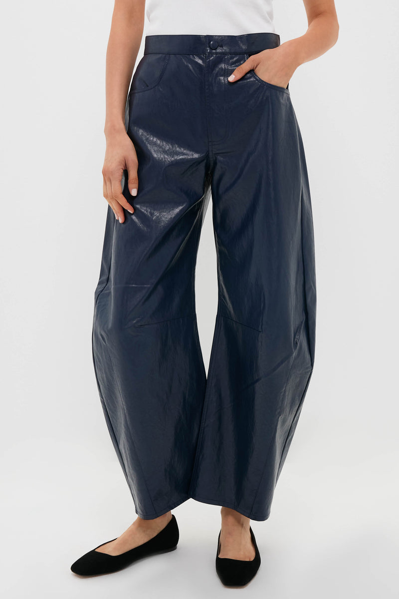 Dark Navy Faux Leather Mabel Pant