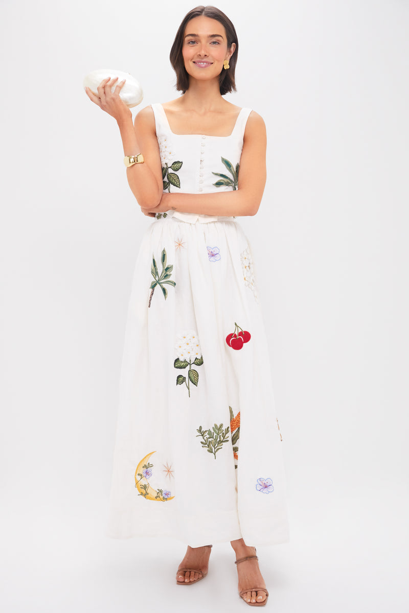 Wild Tangelo Embroidered Applique Maxi Skirt