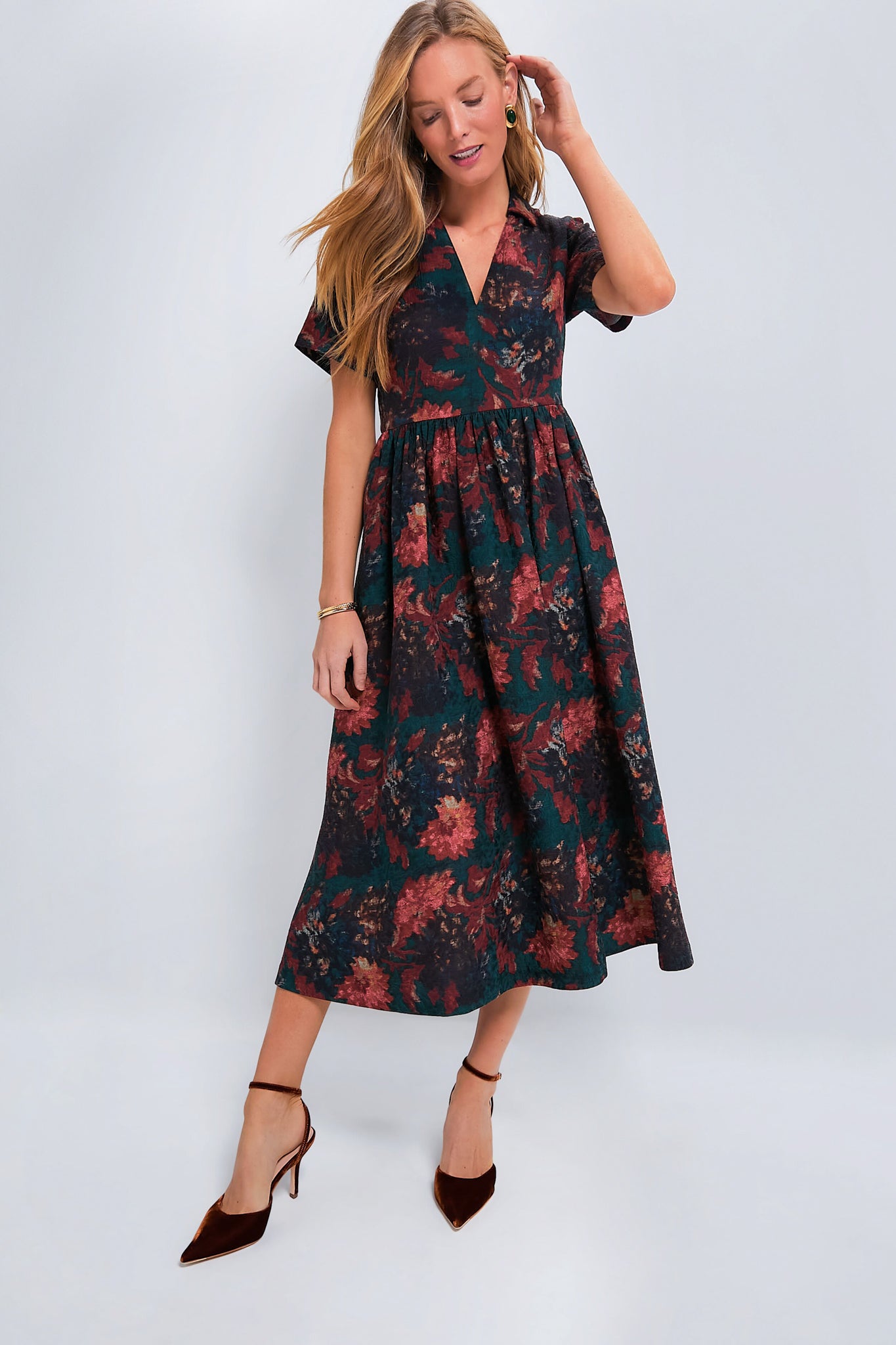 Side Gather store double-knit floral Dress