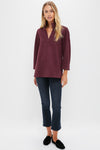 Winetasting Suede Margot Stand Collar Blouse