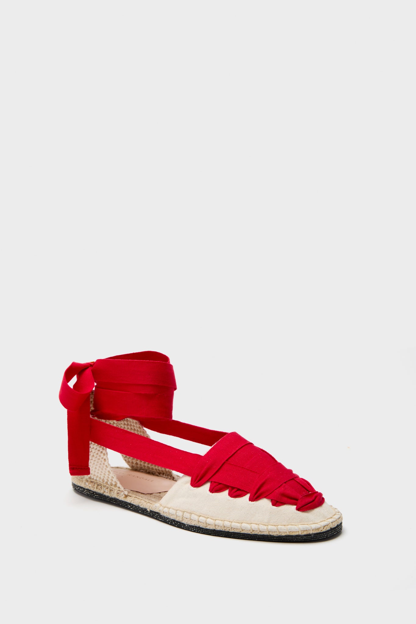 Red Lace-Up Natural Canvas Wilson Espadrilles
