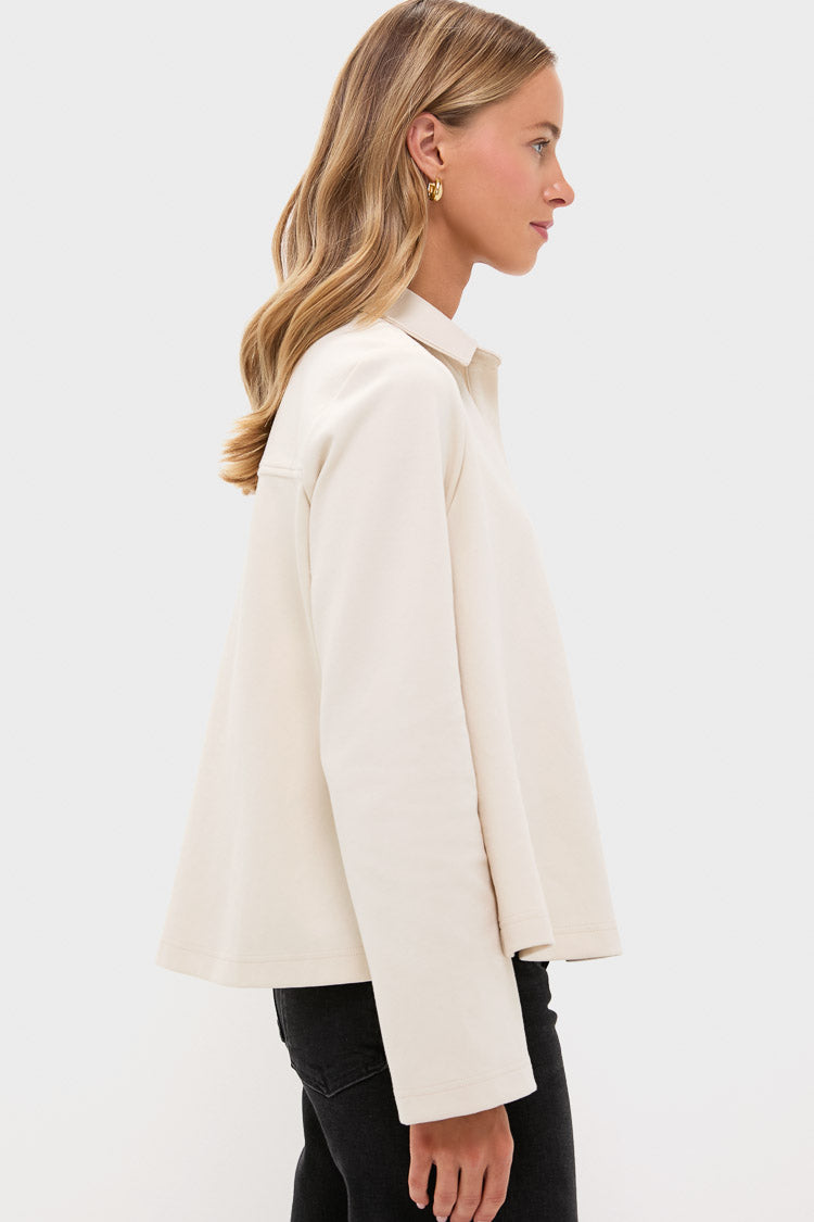 Cream Carlyn Long Sleeve Polo