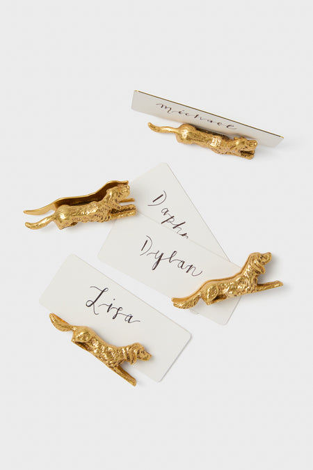 Gold Dog Place Card Holders Set of 4