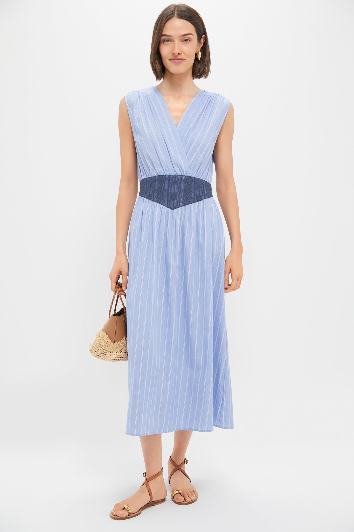 Sky Blue Stripe Cotton Perrie Dress