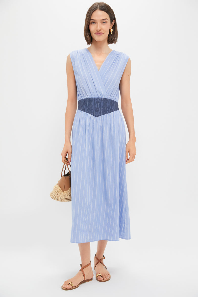 Sky Blue Stripe Cotton Perrie Dress