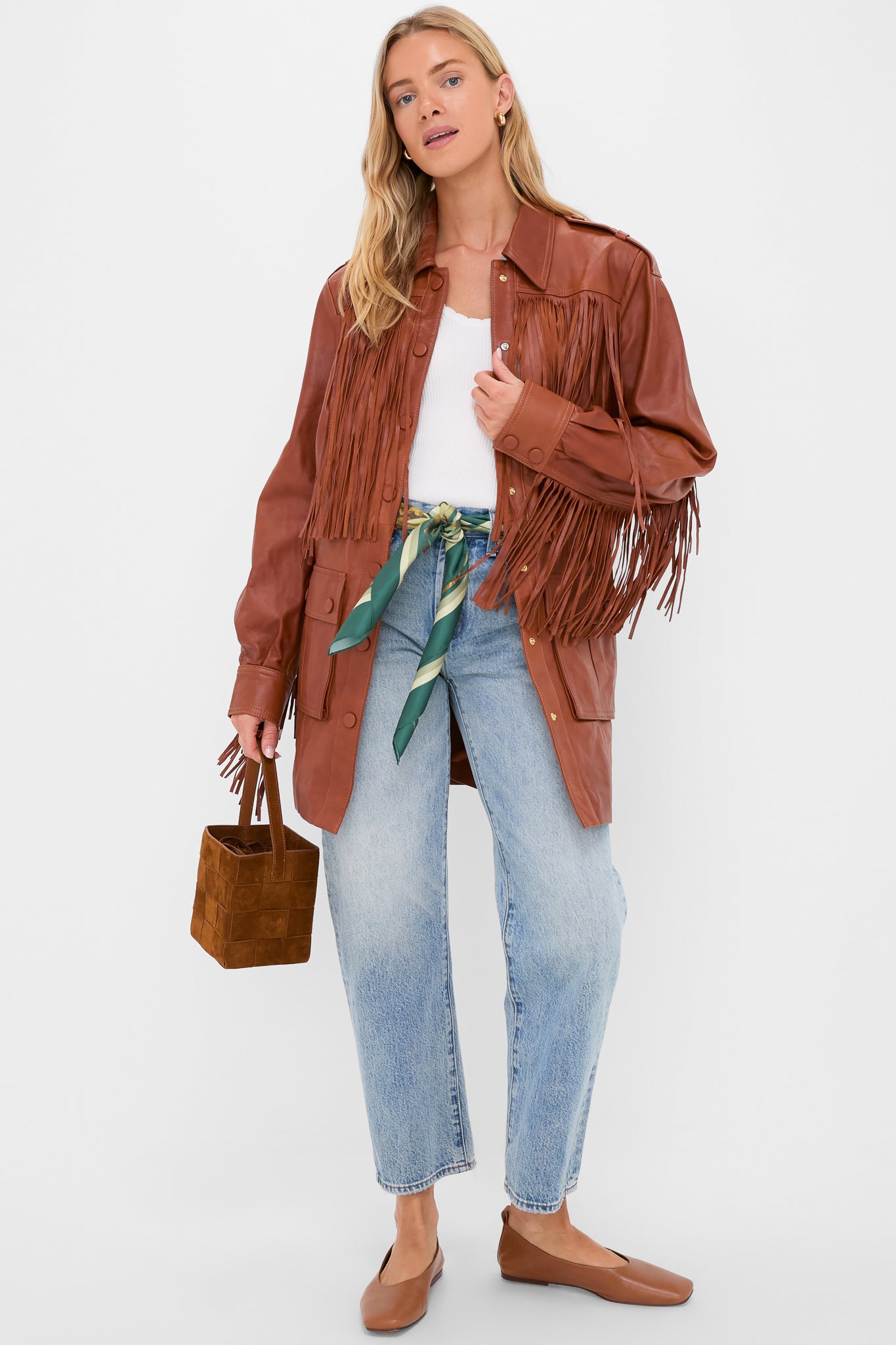 Cacao Laith Woven Top Handle Bag