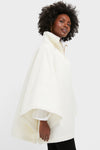 Winter White Boucle High-Neck Poncho