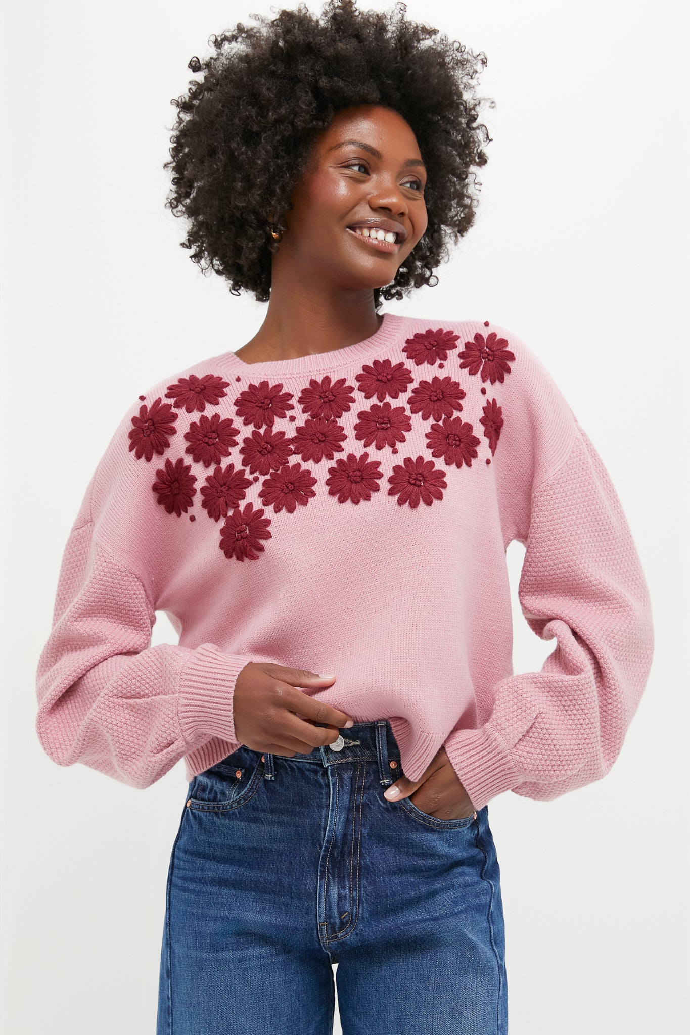 Rose Embroidered Floral Francine Sweater
