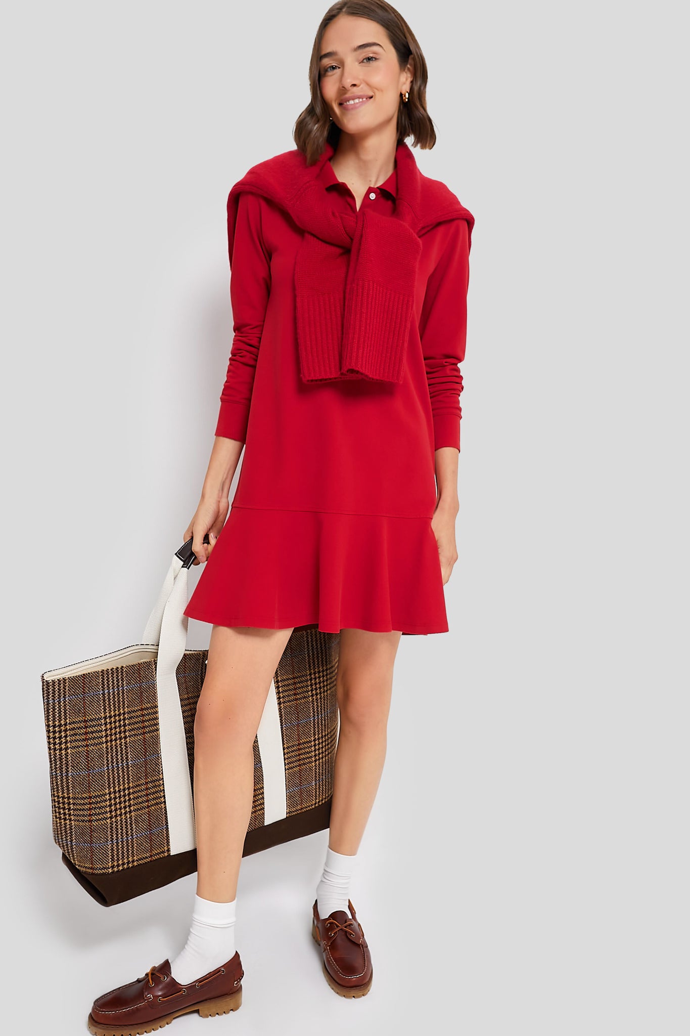 Red Long Sleeve Pique May Polo Dress | Tuckernuck