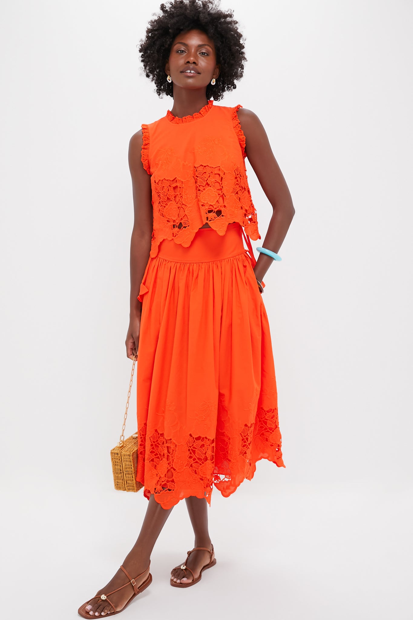 Tangerine Tango Embroidery Francesca Top
