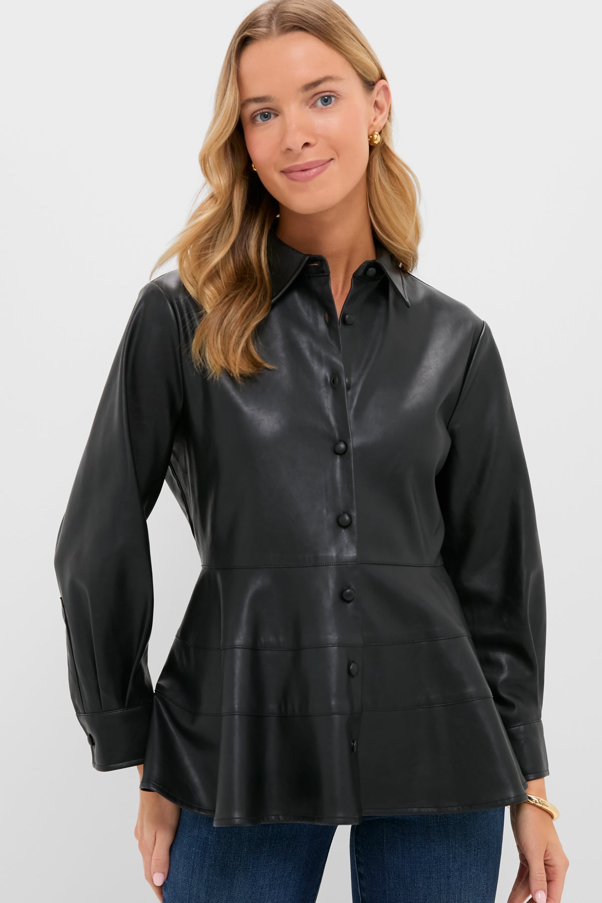 Black Leather Ashlen Blouse
