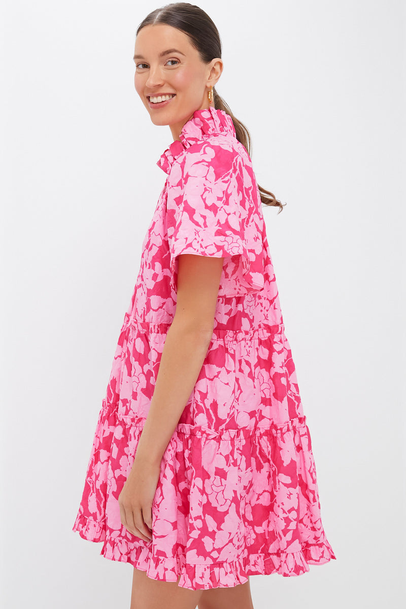 Pink Textured Floral Thea Mini Dress