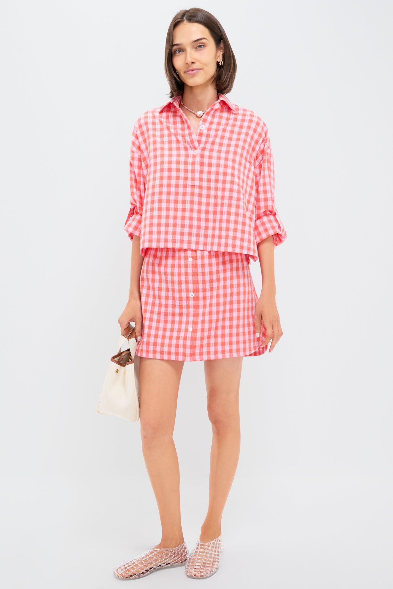 Orange and Pink Seersucker Augustus Shirt