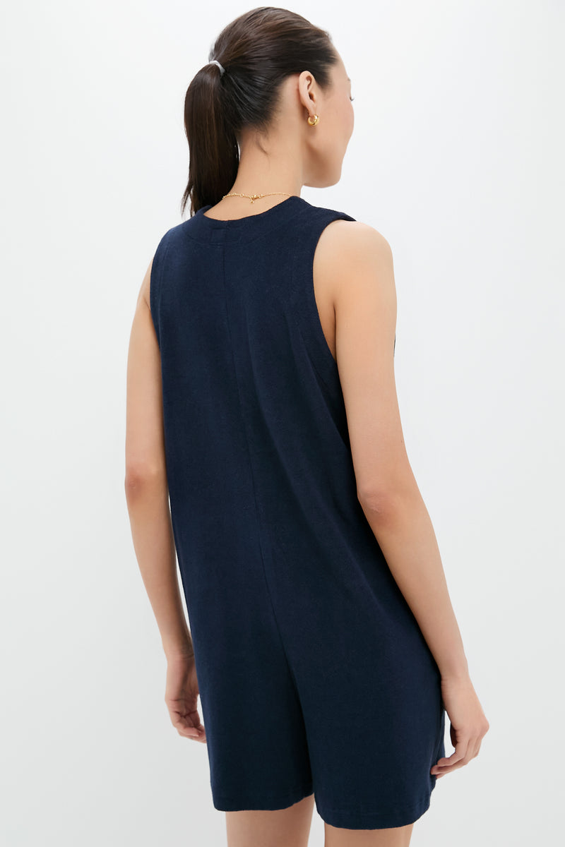 Navy Terrycloth Myla Romper Coverup