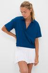 Harbor Blue Cropped Performance Jersey Caroline Polo