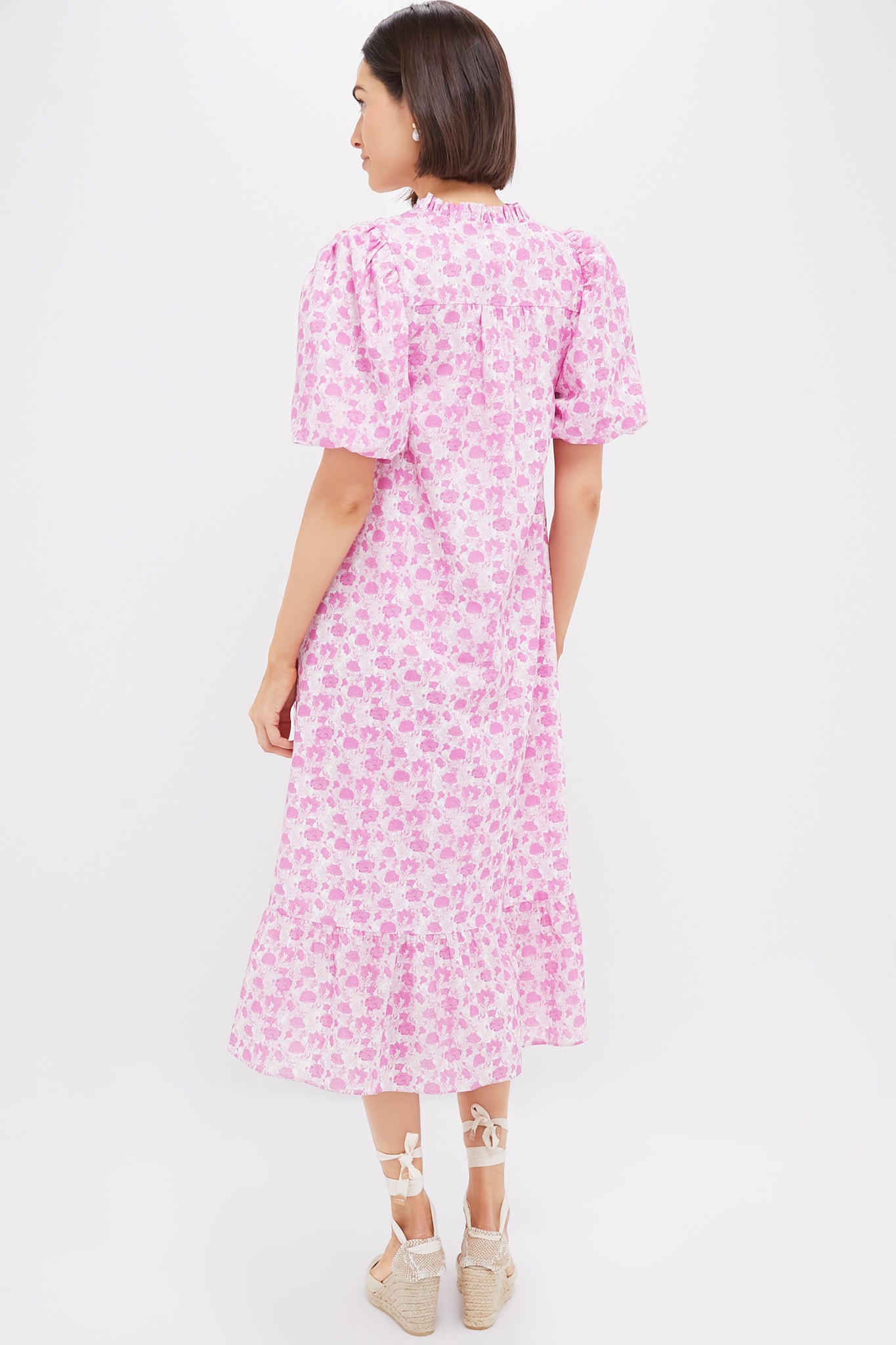 Pink & White Floral Mimi Midi Dress