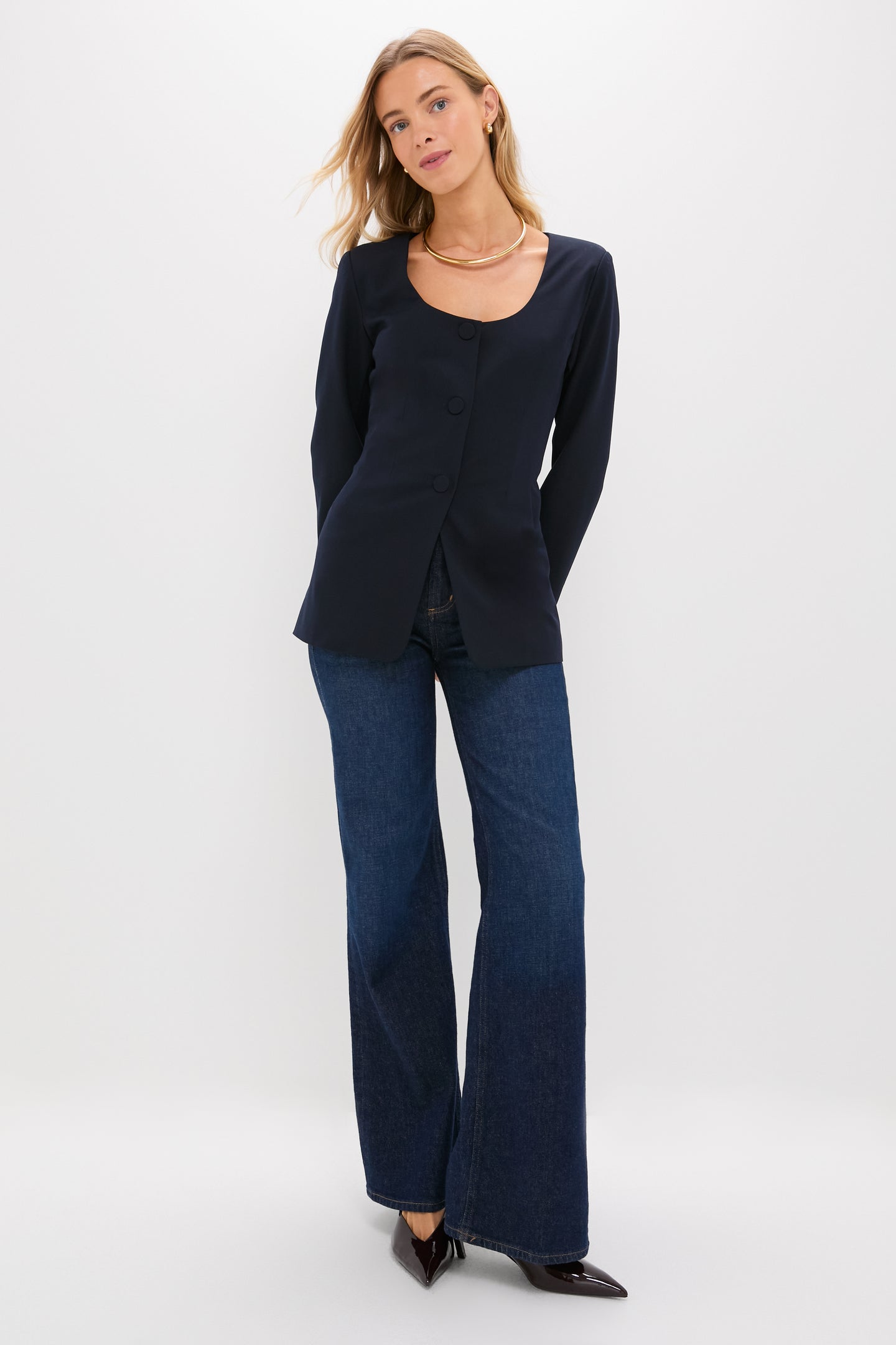 Navy Long Sleeve Shane Top