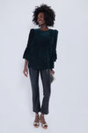 Black Flock Dot Velvet Luciela Blouse