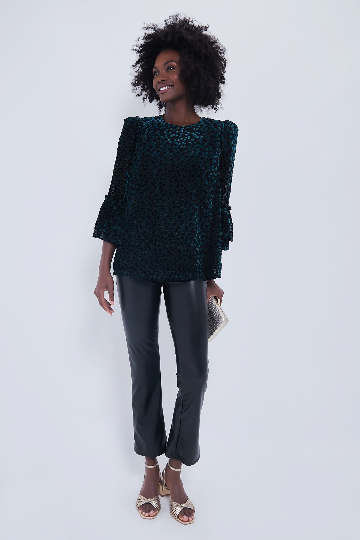 Black Flock Dot Velvet Luciela Blouse