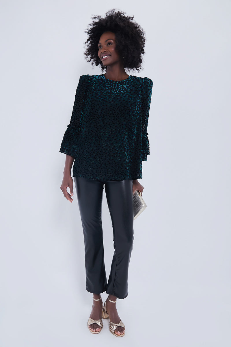 Black Flock Dot Velvet Luciela Blouse
