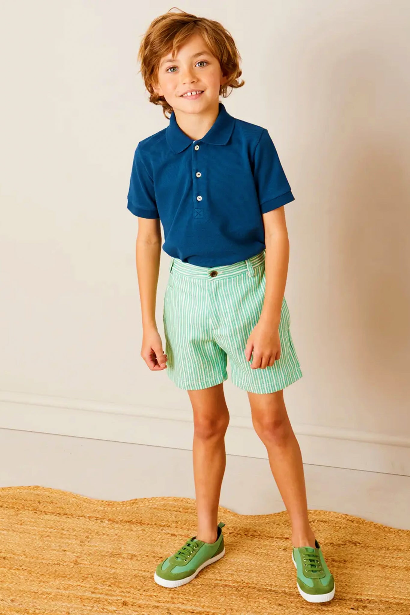 Cheyne Striped Pocket Detail Shorts in Green