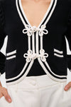 Black and Ivory Kaito Contrast Trim Crop Cardi