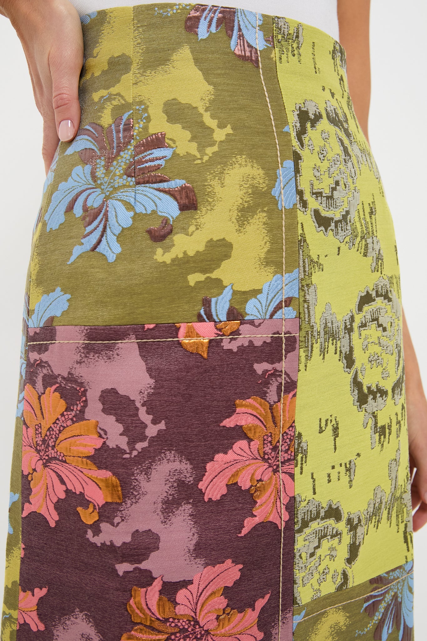 Multi Adriana Jacquard Midi Skirt | Alemais
