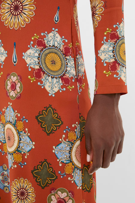 Nucleus Rust Placee Long Sleeve Swing Dress | La DoubleJ