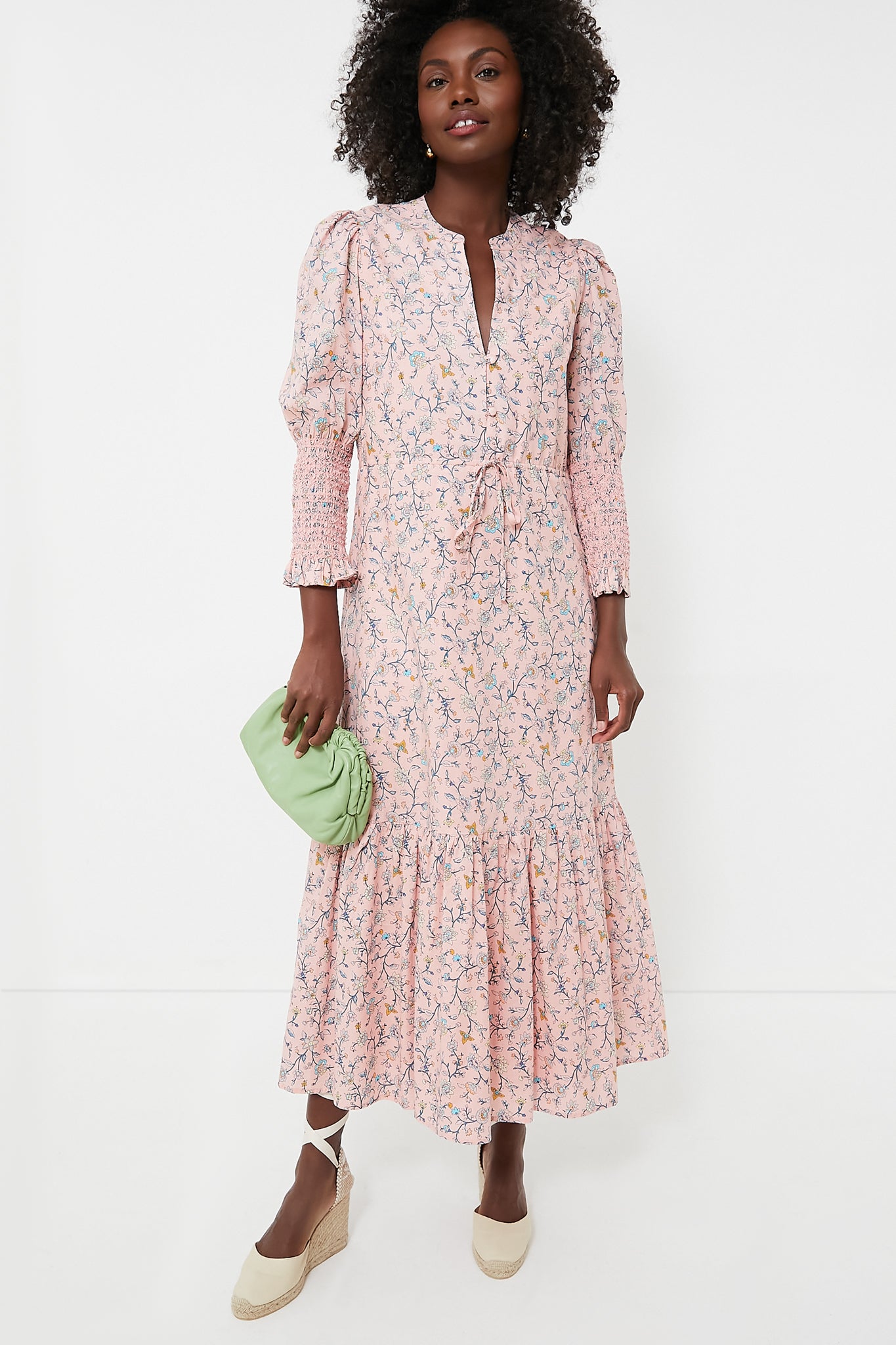 Light Pink Floral Lucille Maxi Dress Hyacinth House