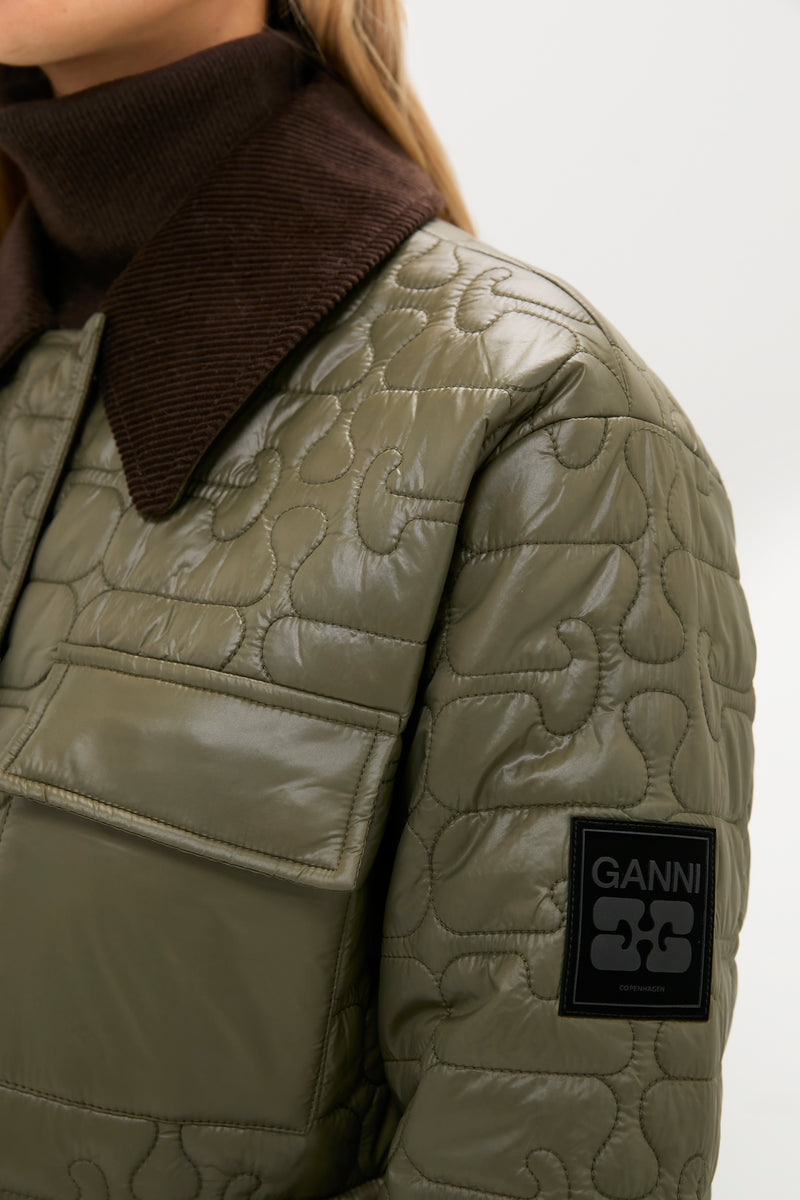 Kalamata Shiny Quilt Midi Jacket with Flare