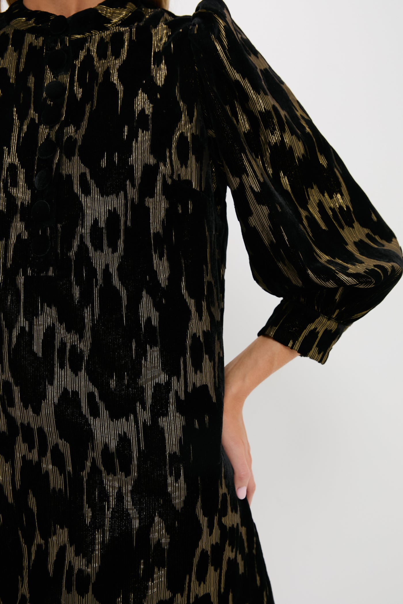 Pomander Place Metallic Velvet Burnout Samantha Dress Metallic Velvet / XL Pomander Place Metallic Velvet Burnout Samantha Dress Metallic Velvet / XL