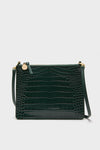 Deep Pine Embossed Croco Margot Double Sac Bretelle