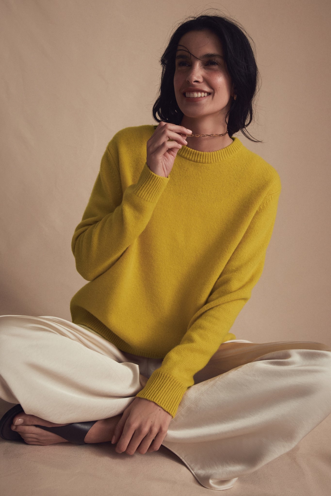 Marigold Cashmere Boyfriend Bodie Crewneck