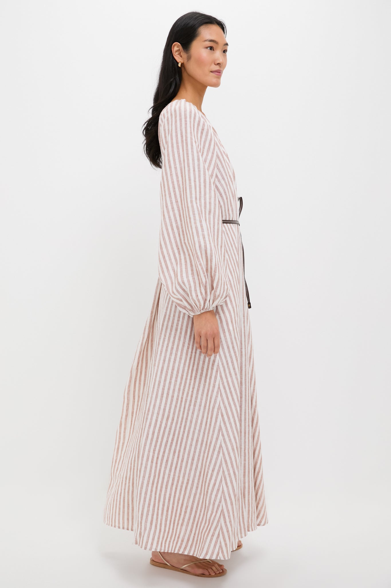 Tan Stripe Cascadian Maxi Dress