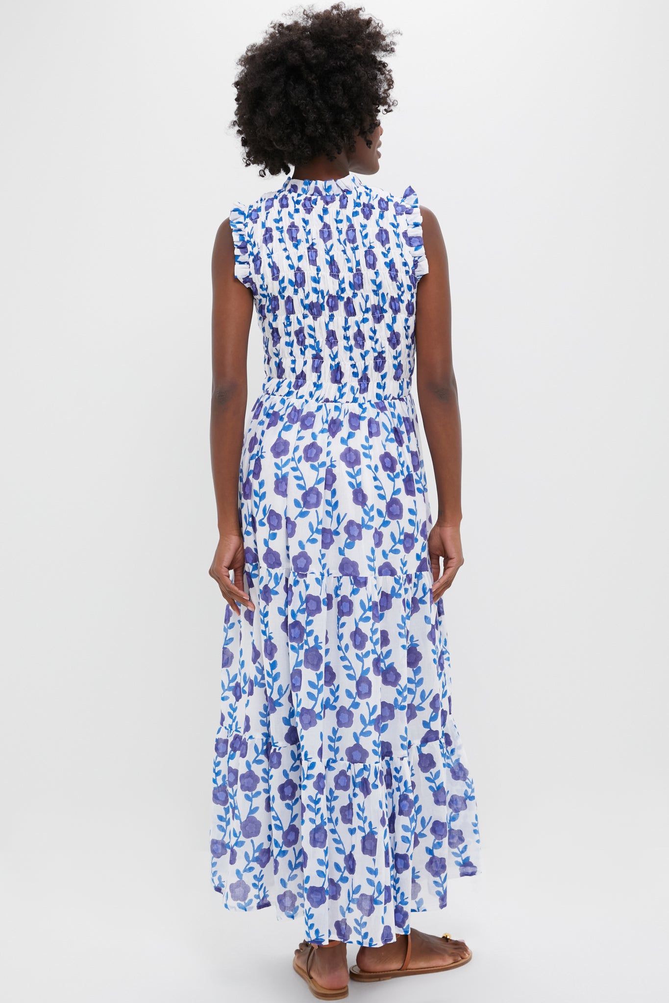 Toscana Blue Sleeveless Smocked Maxi Dress