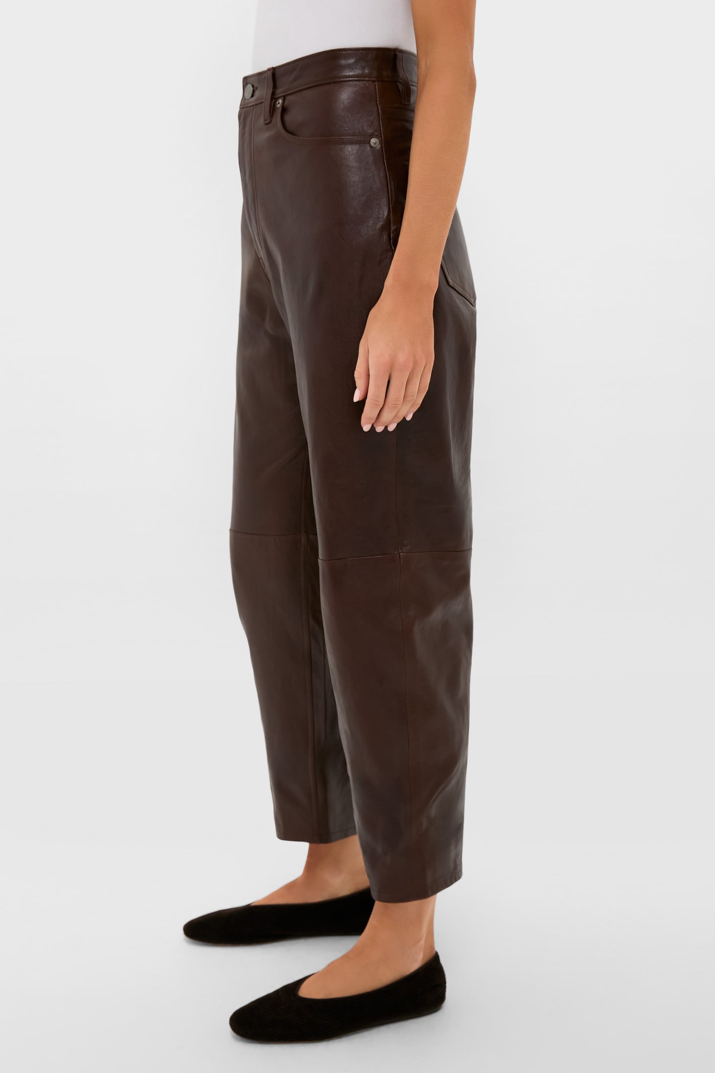 Mahogany Lux Lambskin Leather Ankle Pants