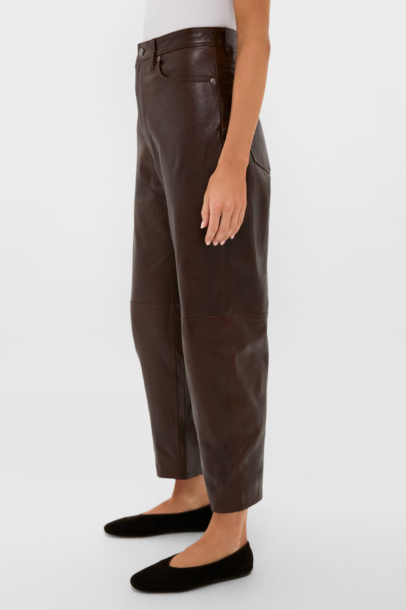 Mahogany Lux Lambskin Leather Ankle Pants