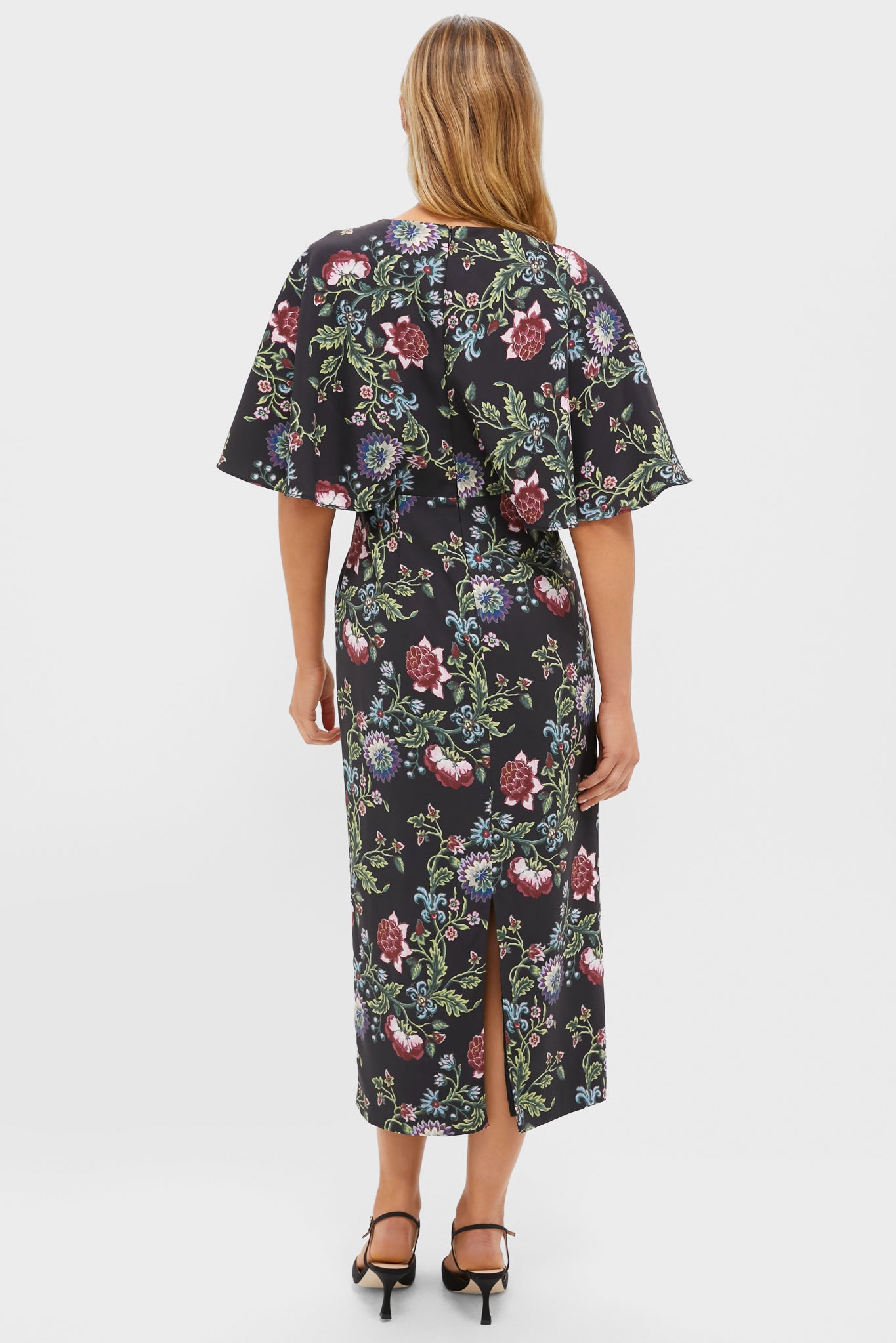 Midnight Moonflower Cape Leah Dress