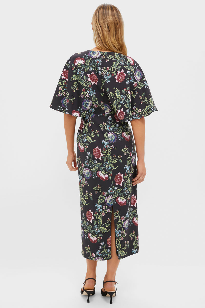 Midnight Moonflower Cape Leah Dress