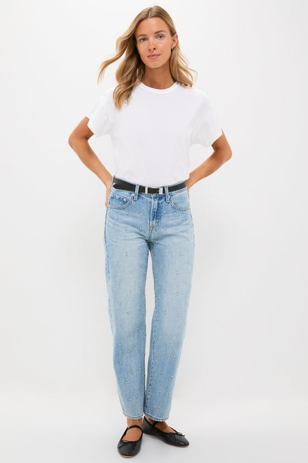 Aries Studded Lexi Mid Rise Bowed Straight