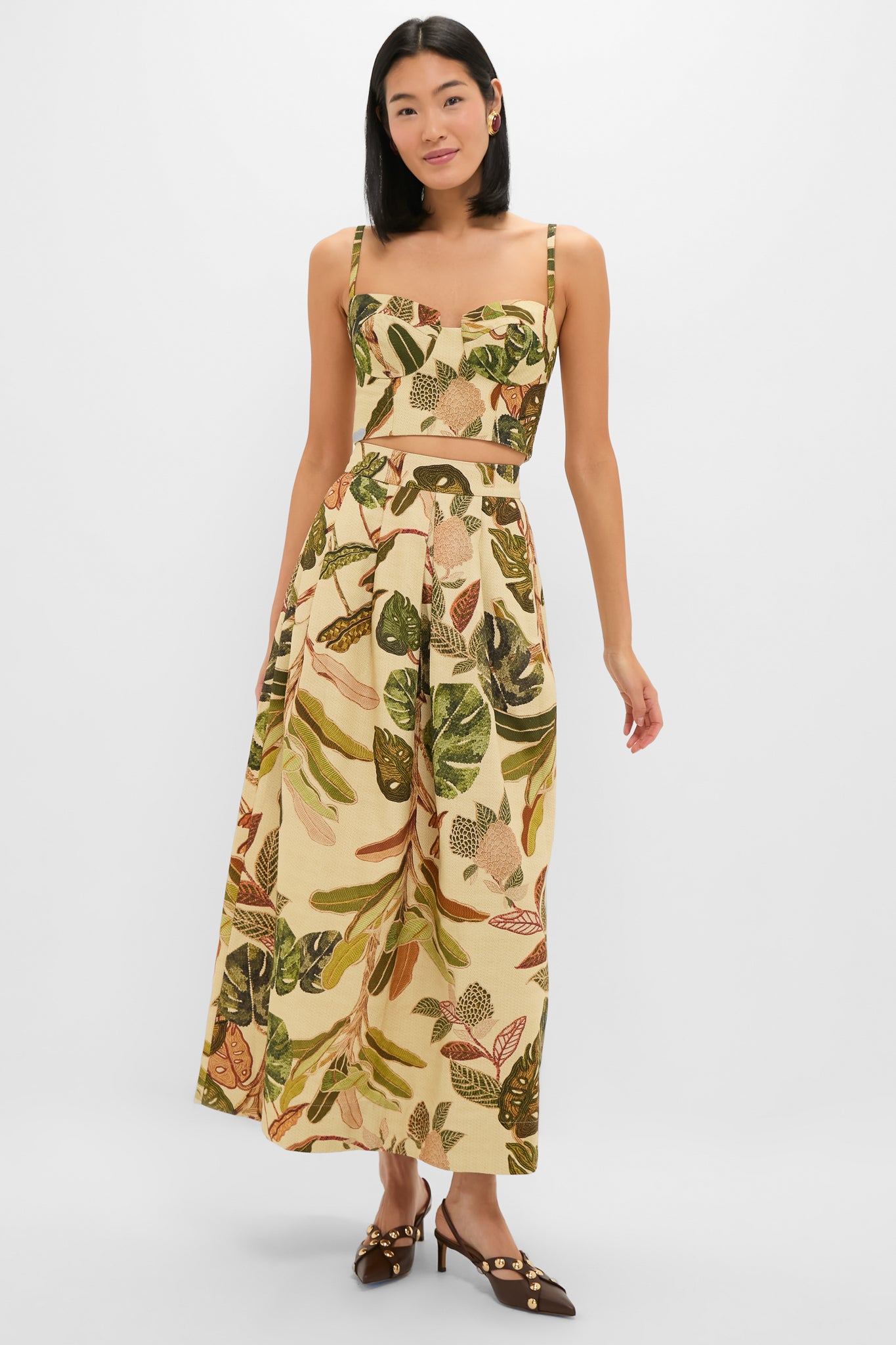 Forest Print Forest Pleated Midi Skirt